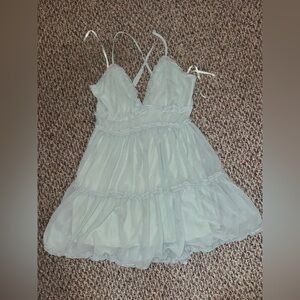 Sheer Light Blue Tiered Babydoll Dress